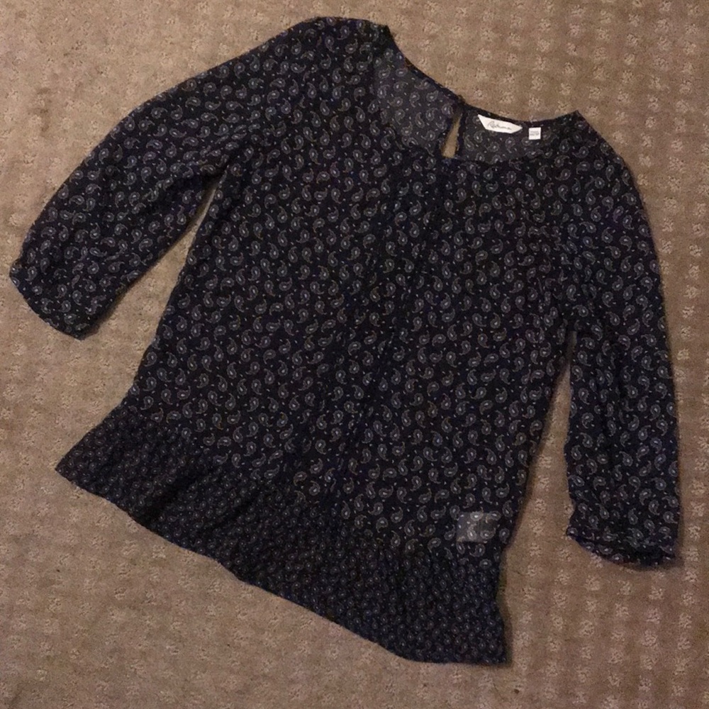 Blouse Women’s Paisley Navy Blue / Brown Sheer XS